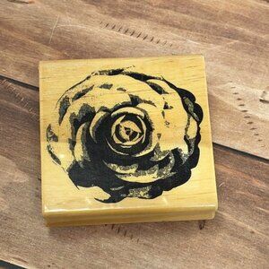 NIP MICHAELS 303730 OPEN BOLD ROSE WOOD RUBBER STAMP VALENTINE FLOWER LOVE